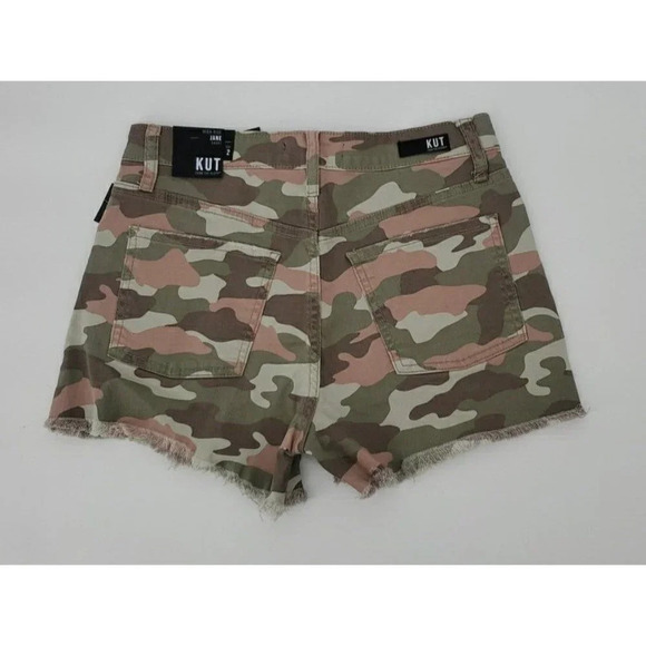 KUT from the Kloth Jane High-Rise Camo Fray Hem Shorts Size 2 NWT - Picture 4 of 10